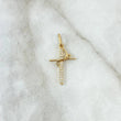 Dije Cruz FE 1.4gr / 2.8cm / Circones Blancos Oro Amarillo 18K