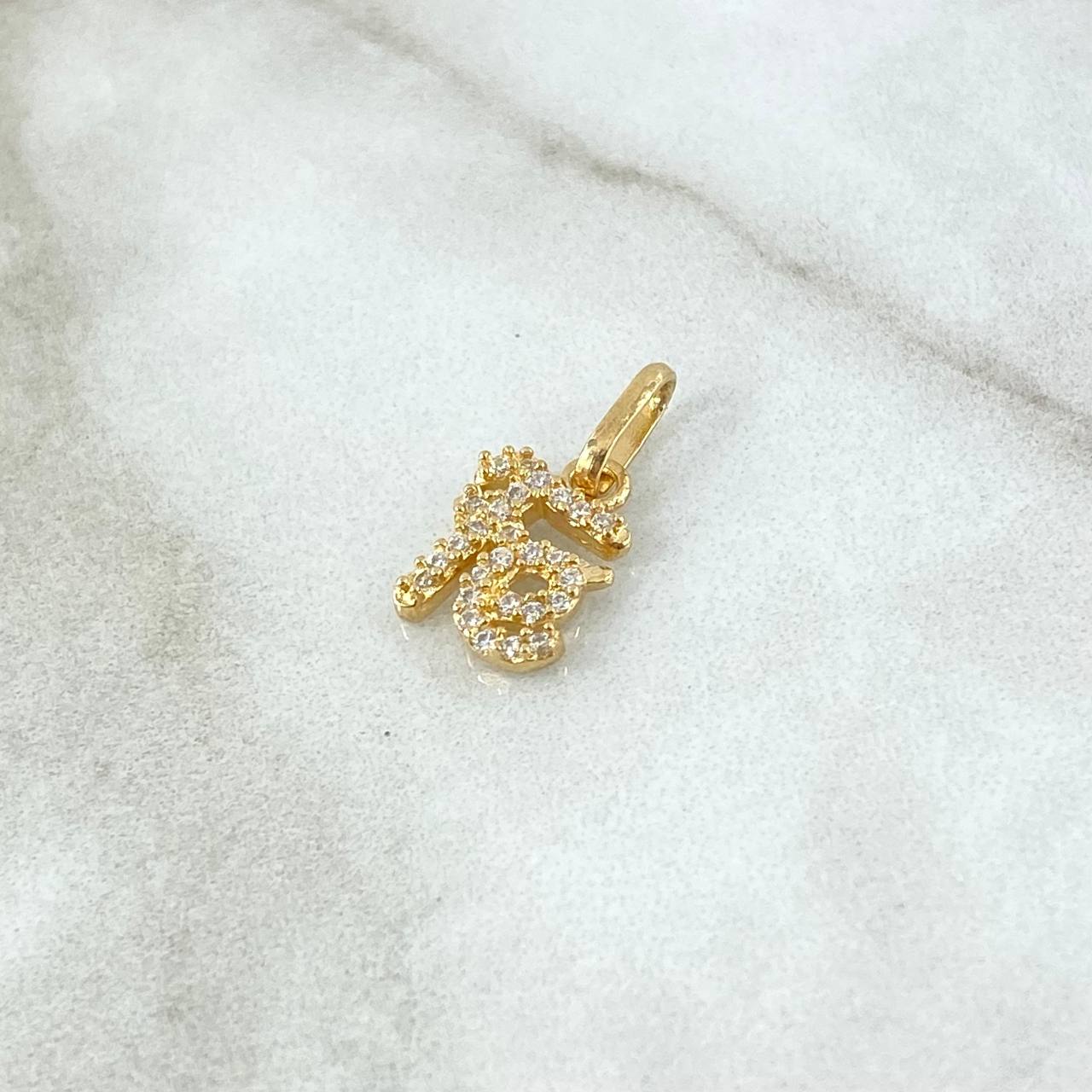 Pendant FE 0.9gr / 1.8cm / White Zircons 18K Yellow Gold