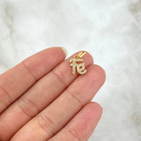 Pendant FE 0.9gr / 1.8cm / White Zircons 18K Yellow Gold