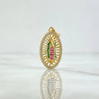 Pendant Virgin Guadalupe 2.5gr / 2.6cm / Oval Filigree White Green Fuchsia Zircons 18K Yellow Gold