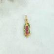 Dije Virgen Guadalupe 1.8gr / 2.8cm / Silueta - Circones Verdes Y Fucsias Oro Amarillo 18K