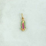 Dije Virgen Guadalupe 1.2gr / 2.3cm / Silueta - Circones Verdes Y Fucsias Oro Amarillo 18K