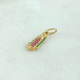 Dije Virgen Guadalupe 1.2gr / 2.3cm / Silueta - Circones Verdes Y Fucsias Oro Amarillo 18K