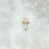 Charm Cross Basteada 0.8gr / 1.8cm / White Zircons 18K Yellow Gold