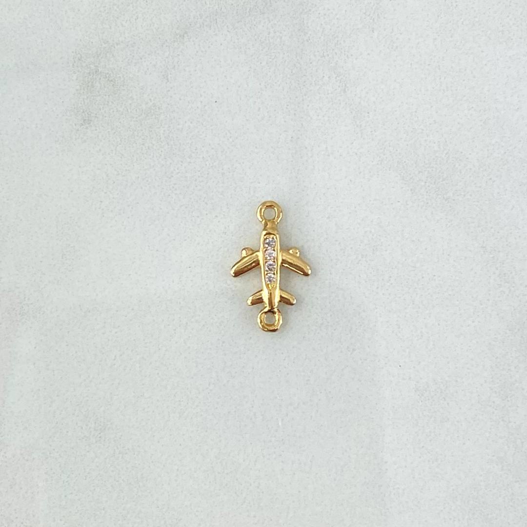 Charm Medium Basted Airplane 0.9gr / 1.5cm / White Zircons 18K Yellow Gold