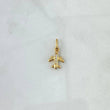 Dije Avión Medio Basteado 0.9gr / 1.8cm / Circones Blancos Oro Amarillo 18K