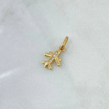 Dije Avión Medio Basteado 0.9gr / 1.8cm / Circones Blancos Oro Amarillo 18K