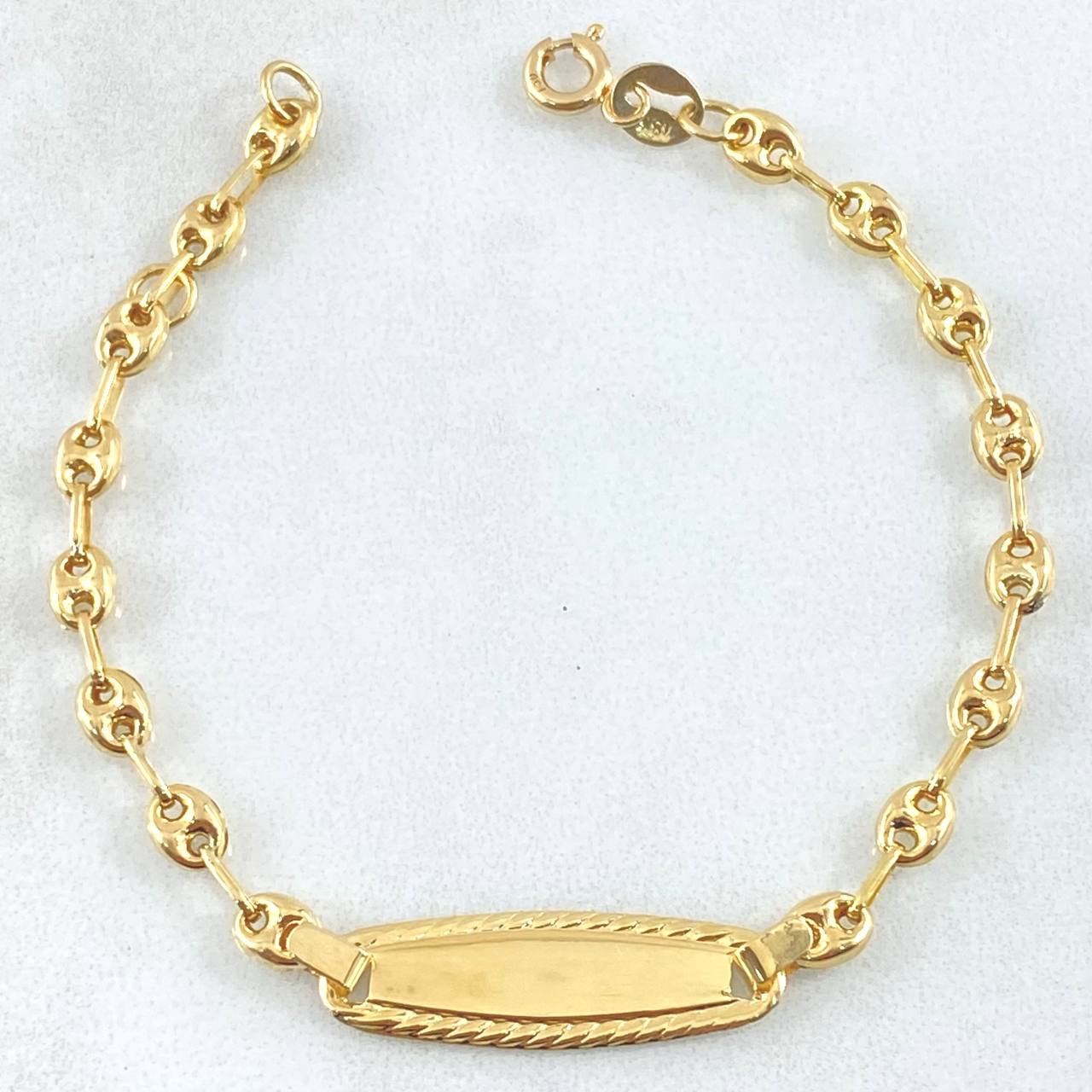 Baby Bracelet GC Rectangular Oval Plate 2.05gr / 5.3in-5.9in / 18K Gold ©