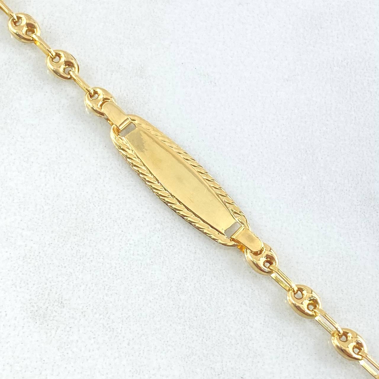 Baby Bracelet GC Oval Rectangular Plate 2gr / 5.3in-5.9in / 18K Gold