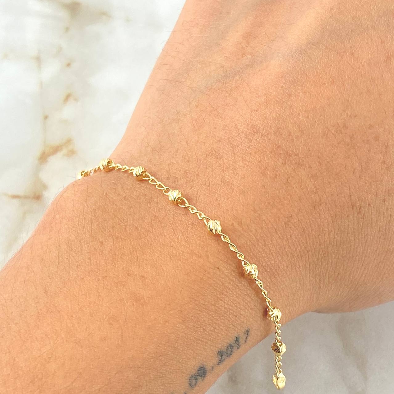 Military Wheat Bracelet 2.05gr / 7.3in / 18K Gold ©