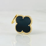 Clover Pendant Black 2gr / 3/4 in / 18K Yellow Gold Special Birthstone