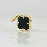 Clover Pendant Black 1.6gr / 3/4 in / 18K Yellow Gold Special Birth
