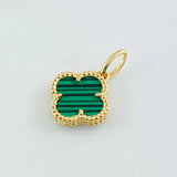 Clover Pendant Green 1.6gr / 3/4 in / 18K Gold