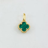 Clover Pendant Green 1.3gr / 3/4 in / 18K Yellow Gold Special Finish