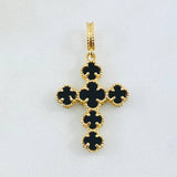Dije Cruz Trebol Onix Negro 3gr / 1 1/4 in / Oro Amarillo Nac.Esp. 18K