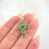 Clover Cross Pendant Green 2.45gr / 3.2cm / 18K Yellow Gold Nac.Esp. ©