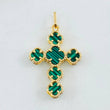 Clover Cross Pendant Green 2.25gr / 3cm / 18K Yellow Gold ©