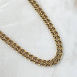 Cadena Cubana Tupida 45.85gr / 60cm / 8mm Broche Cajon Circones Negros Oro Amarillo 18K