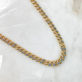 Cadena Cubana Tupida 50gr / 60cm / 8mm Broche Cajon Circones Blancos Azules Oro Amarillo 18K