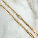 Cadena Cubana Tupida 27.1gr / 60cm / 6mm Broche Cajon Circones Blancos Oro Amarillo 18K