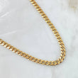 Cadena Cubana Tupida 27.1gr / 60cm / 6mm Broche Cajon Circones Blancos Oro Amarillo 18K