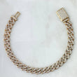 Cuban Links Bracelet Thick 17.4gr / 20cm / 8mm Lobster Claw Box White Zirconia 18K White Gold