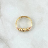 Anillo Trio De Bolas 1.55gr / T7 / 5mm Bolas Diamantadas Dos Oros Amarillo Rosa 18K ©
