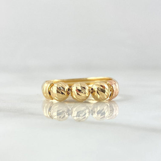 Trio Ball Ring 1.65gr / Size 5 3/4 / 5mm Diamond-Cut Balls Two 18K Yellow and Rose Golds ©