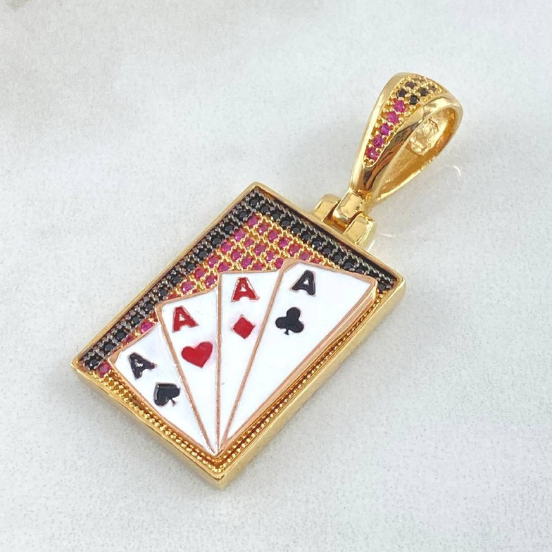 Dije Placa Cartas 8gr / 4cm / Oro 18K ©