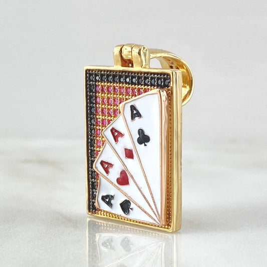 Dije Placa Cartas 8gr / 4cm / Oro 18K ©