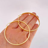 Hoop Earrings Tribal 6.8g / 2 1/4 in Yellow Gold 18K