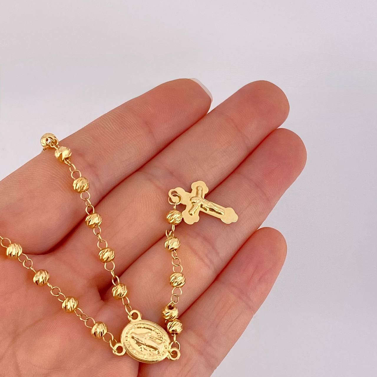 Rosario Virgen Milagrosa 10g / 24 in / 4mm Oro Amarillo 18K