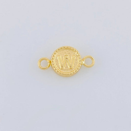 Herraje Letra W Marco Bordeado 0.45g / 1/2 in Oro Amarillo 18K