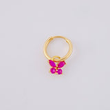 Hoop Earrings Butterfly Pendant 0.35g / 1/2 in Yellow Gold 18K