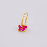 Hoop Earrings Butterfly Pendant 0.35g / 1/2 in Yellow Gold 18K