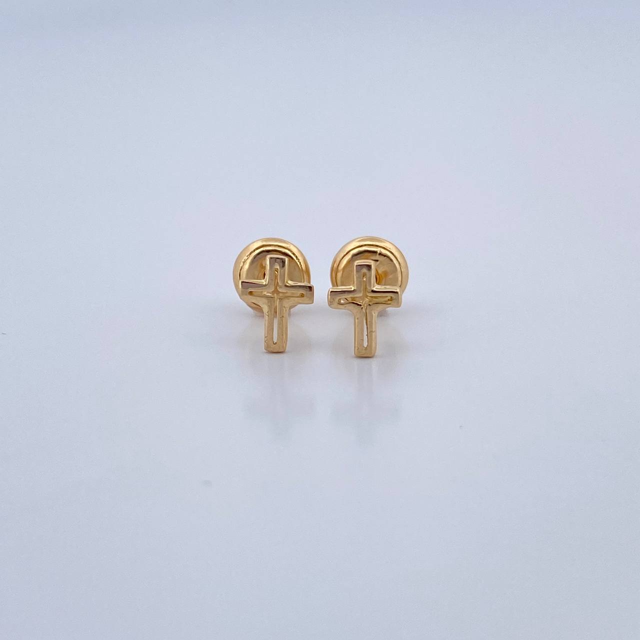Stud Earrings Cross Silhouette 0.7gr / 18K Gold &
