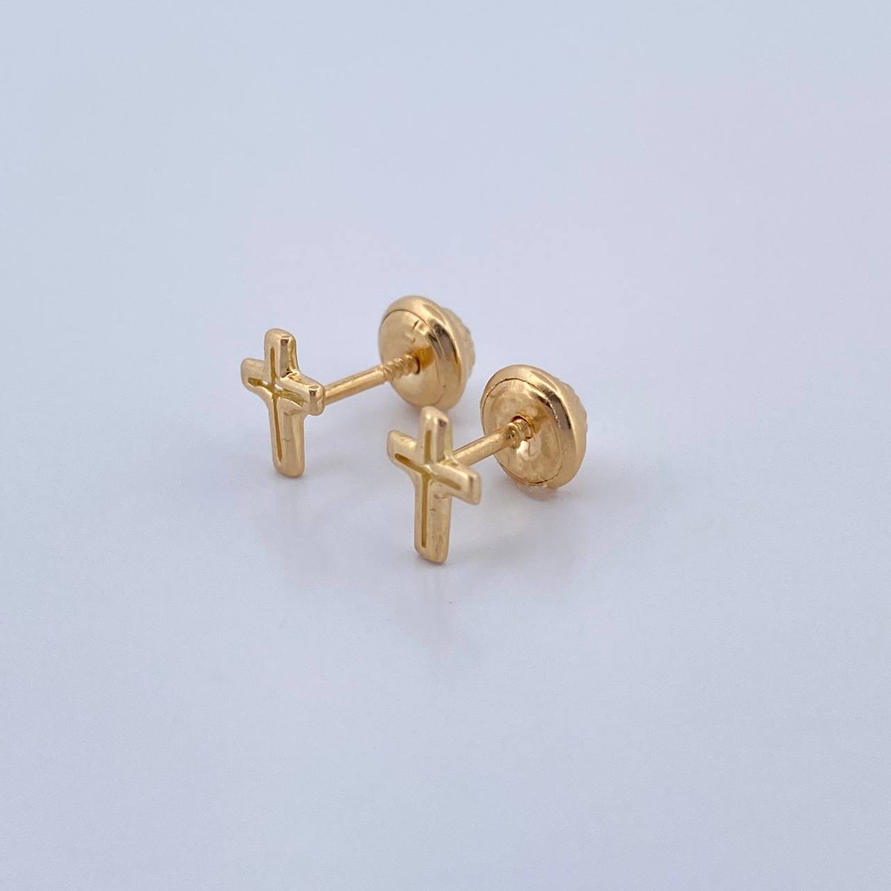 Stud Earrings Cross Silhouette 0.7gr / 18K Gold &