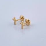 Stud Earrings Cross Silhouette 0.7gr / 18K Gold &