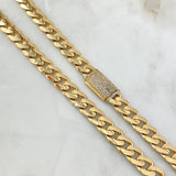 Cuban Links 42.5gr / 62.5cm / 9mm Lobster Claw Box White Zirconia Yellow Gold 18K