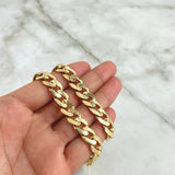 Cuban Links 42.5gr / 62.5cm / 9mm Lobster Claw Box White Zirconia Yellow Gold 18K
