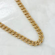 Cuban Links Thick 46.7gr / 60cm / 8mm Lobster Claw Box White Zirconia 18K Yellow Gold
