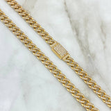 Cuban Links Thick 46.7gr / 60cm / 8mm Lobster Claw Box White Zirconia 18K Yellow Gold