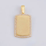 Oval Rectangular Plate Pendant 2.5gr / 1 in / 18K Yellow Gold *