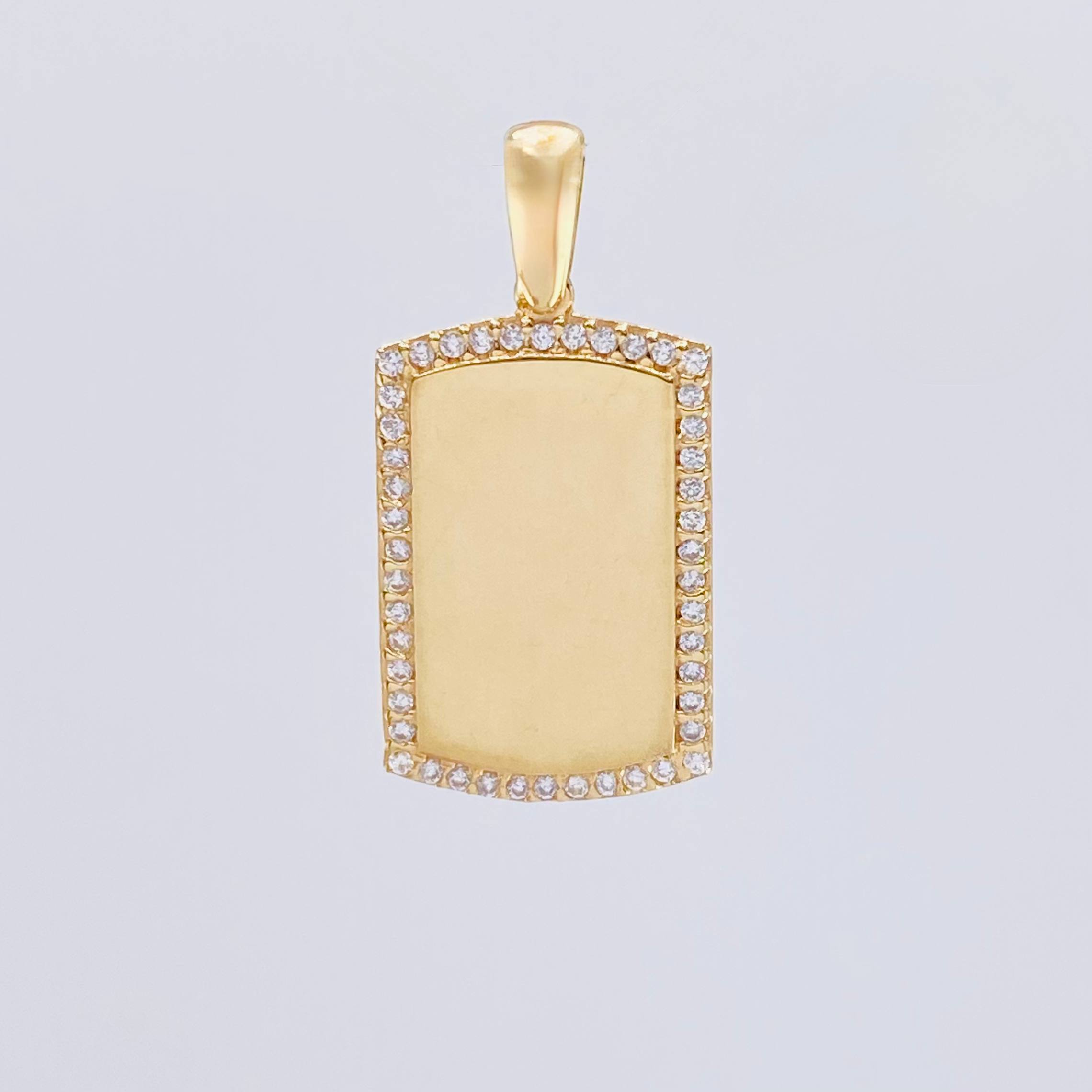 Oval Rectangular Plate Pendant 2.5gr / 1 in / 18K Yellow Gold *