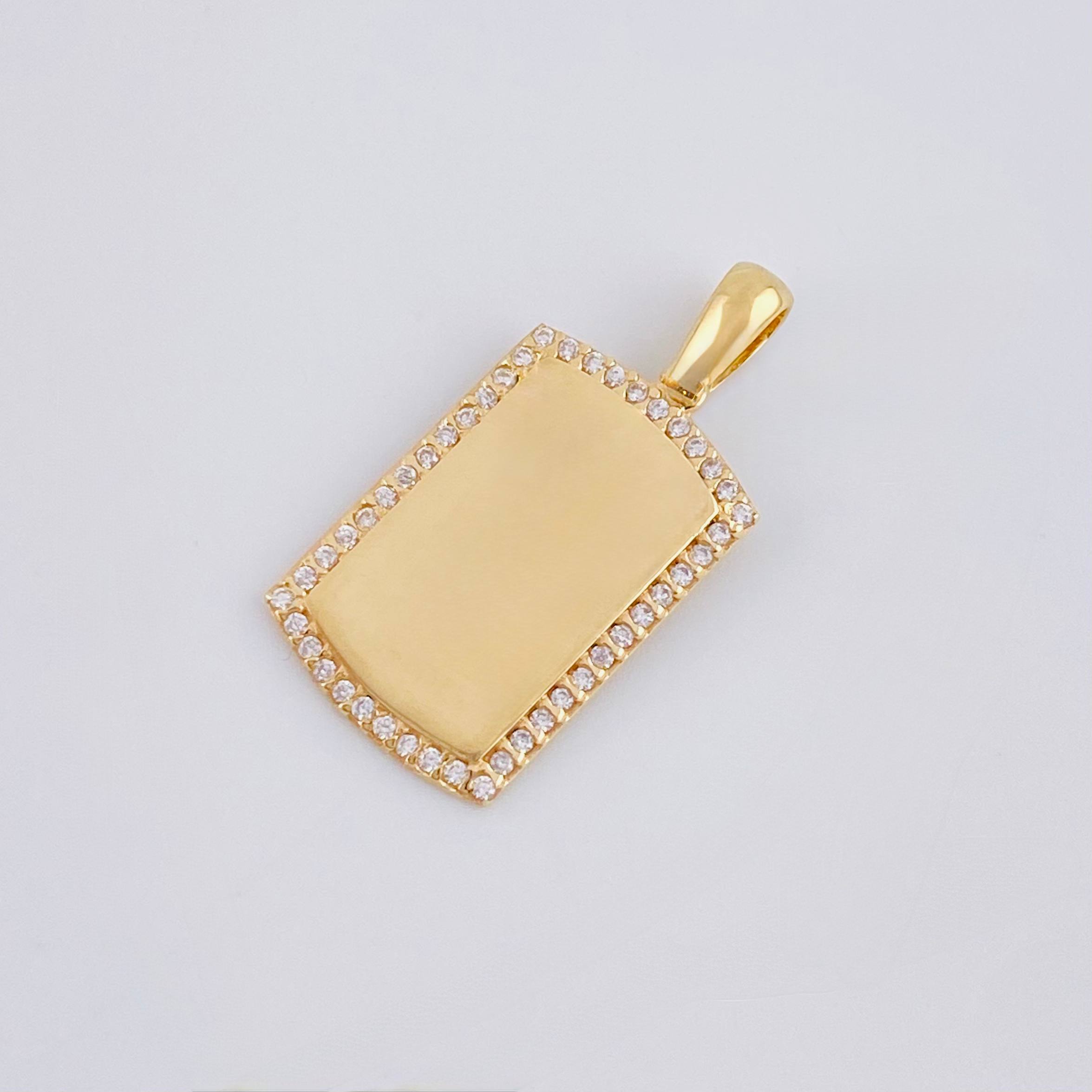 Oval Rectangular Plate Pendant 2.5gr / 1 in / 18K Yellow Gold *