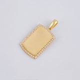 Oval Rectangular Plate Pendant 2.5gr / 1 in / 18K Yellow Gold *