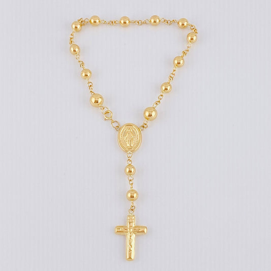 Pulso Denario Virgen Milagrosa 4.55gr / 6 3/4 in / 5mm Oro Amarillo 18K ©