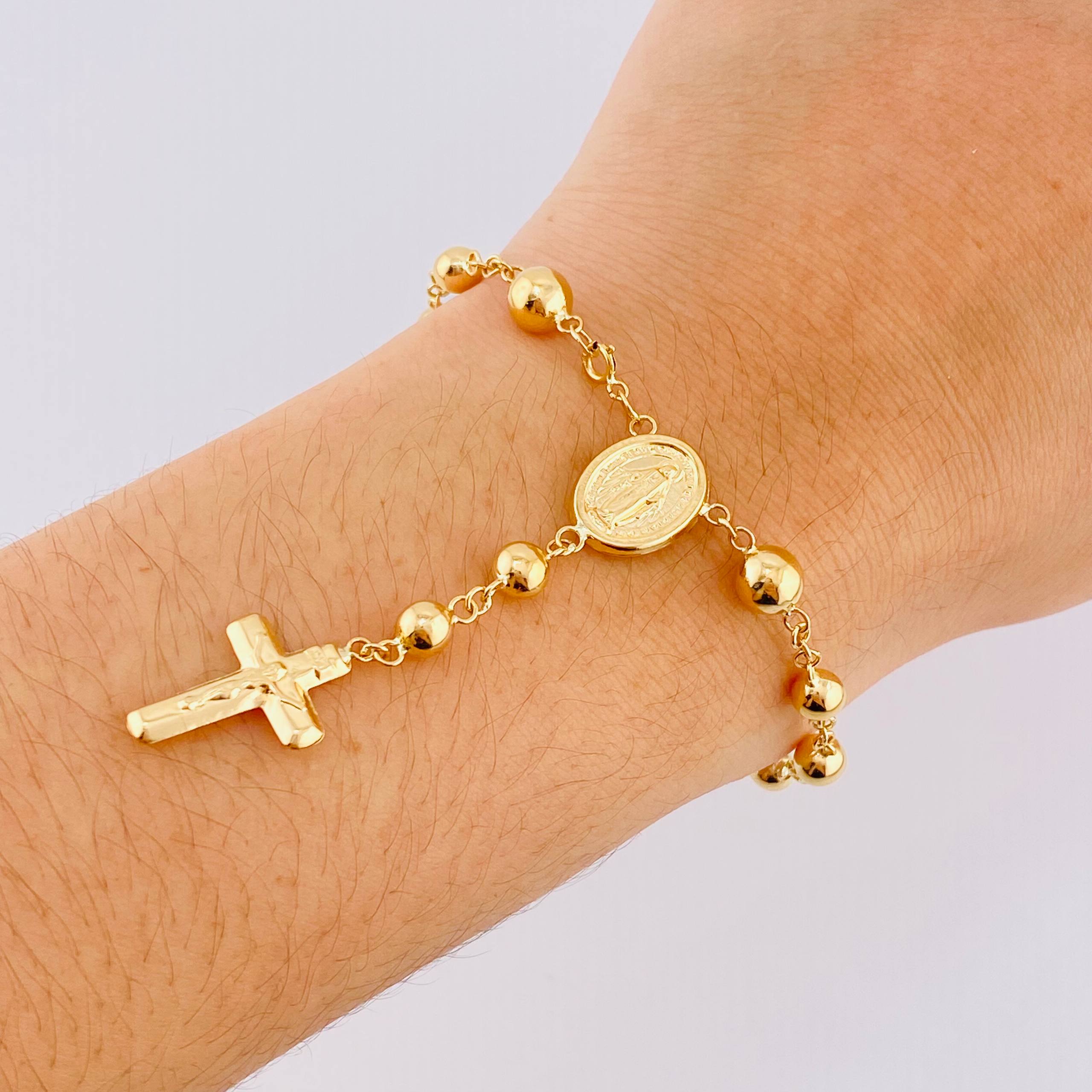 Pulso Denario Virgen Milagrosa 4.45gr / 7 1/4 in / 5mm Oro Amarillo 18K