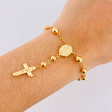 Pulso Denario Virgen Milagrosa 4.45gr / 7 1/4 in / 5mm Oro Amarillo 18K