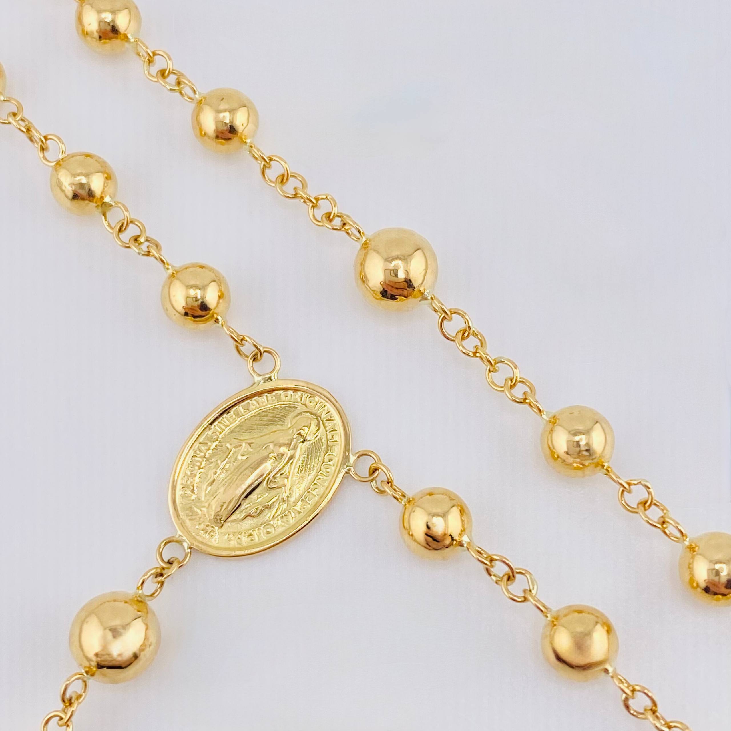 Rosario Virgen Milagrosa 14.65gr / 27 1/2 in / 4.8mm Oro Amarillo 18K *